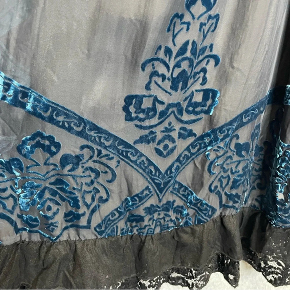 Rancho Estancia Witchy Whimsygoth Fairy Burnout Velvet Lace Hem Mini Dresss - Picture 5 of 9